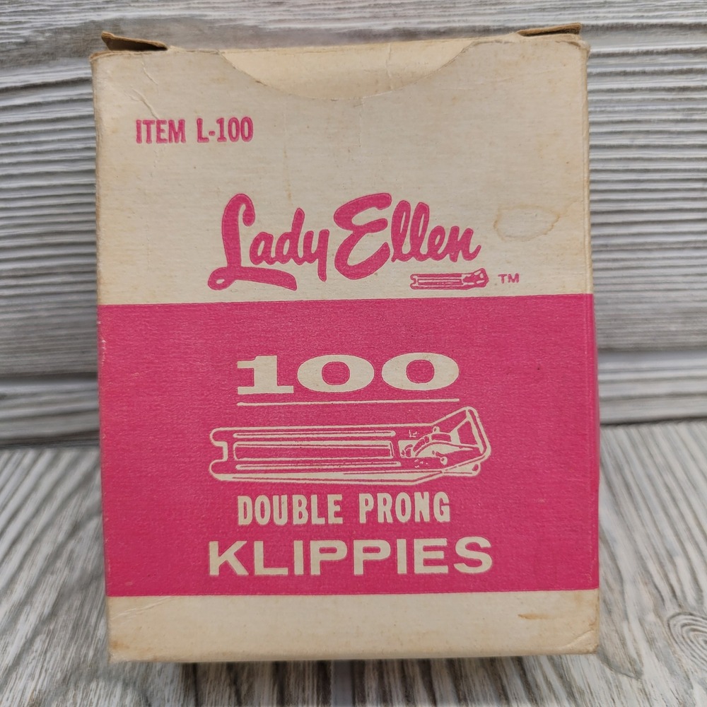 Lady Ellen Klippies Double Prong Metal Hair Clips L-100 Box Salon About 80 1960s